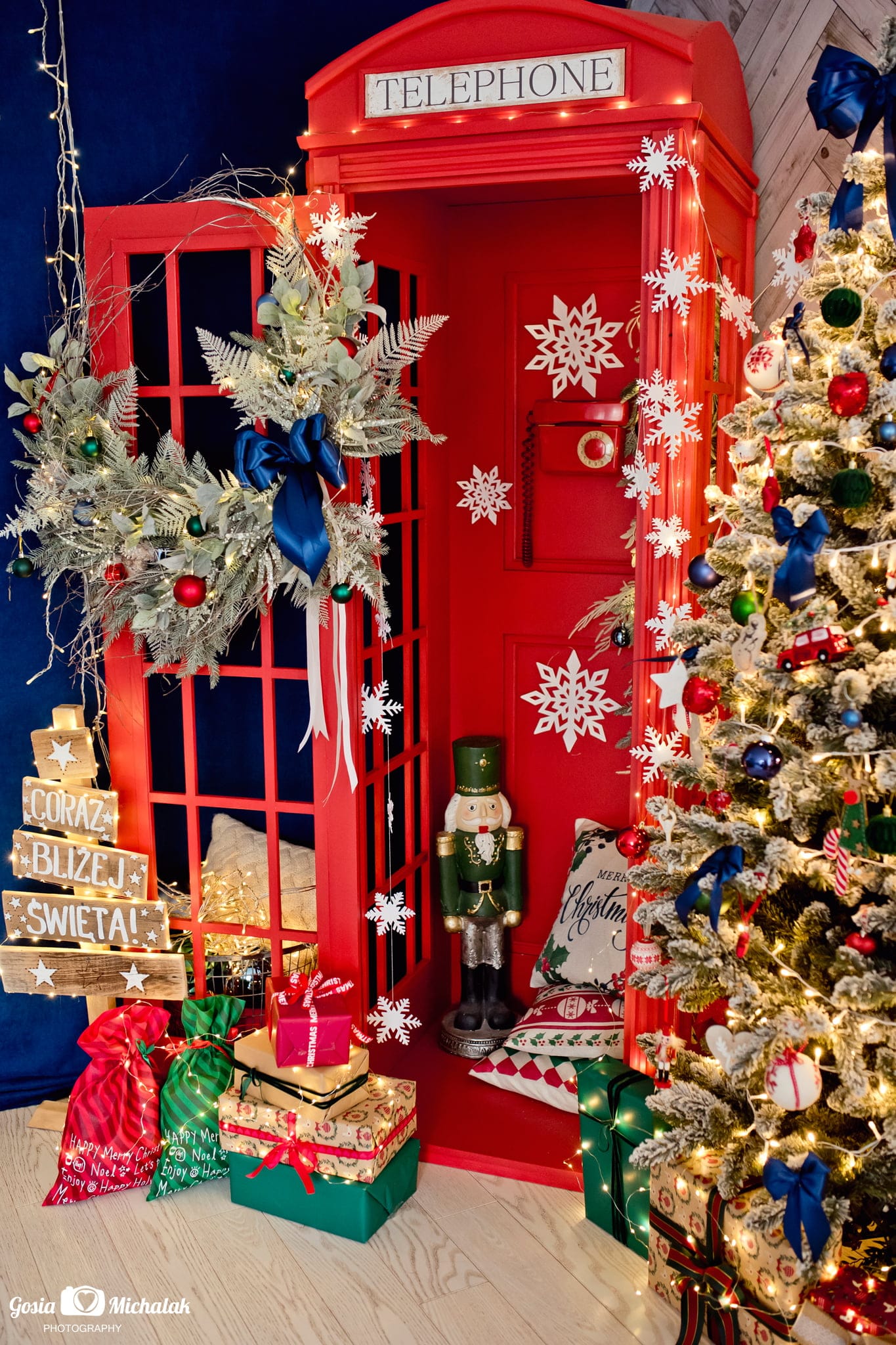 Duża kokarda podwójna na girlandę lub choinkę