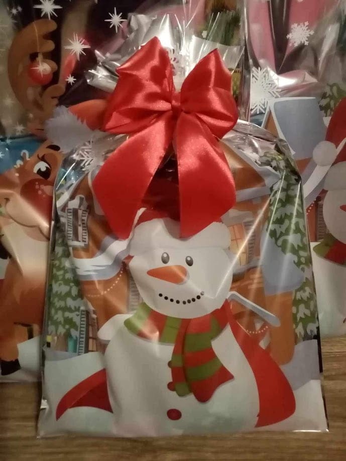 Worki prezentowe celofanowe świąteczne 40x25cm + kokarda