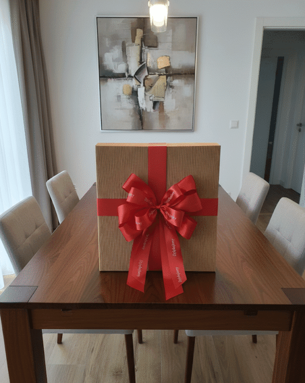 Pudełko 35x35 z kokardą prezentową "Dziękujemy" lub "dziękuję"