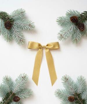 brokat wiązane na raz złota kokarda 14x18cm na choinkę brokatowa