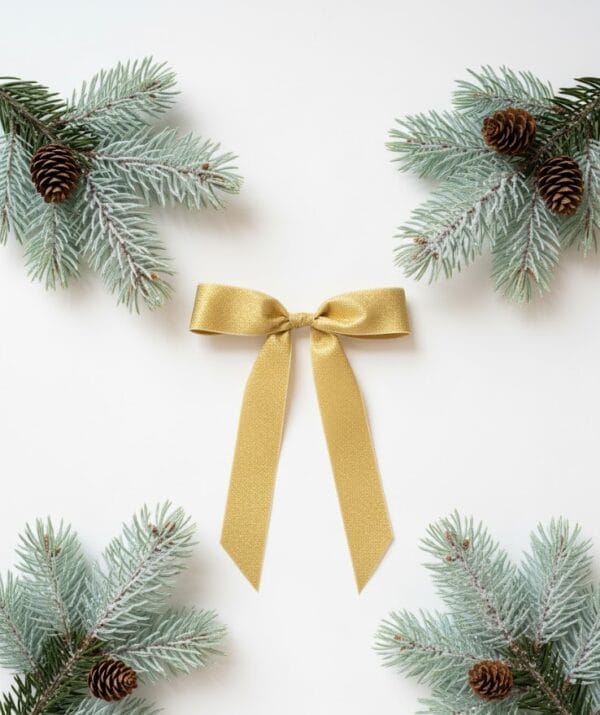 złota kokarda 14x18cm na choinkę brokatowa