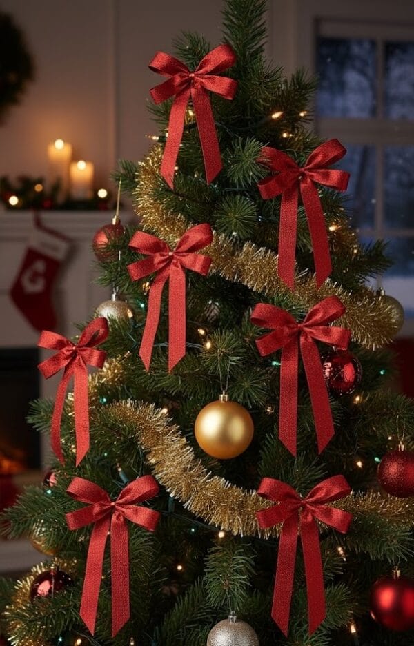 Kokarda czerwona brokatowa długa 15x25 cm