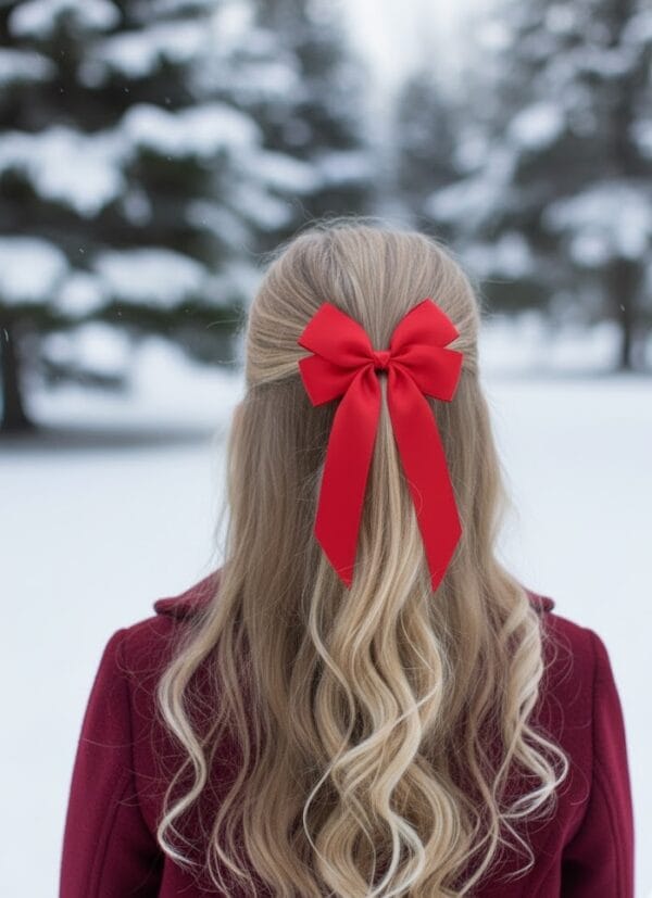 kokardka - spinka do włosów czerwona 18cm