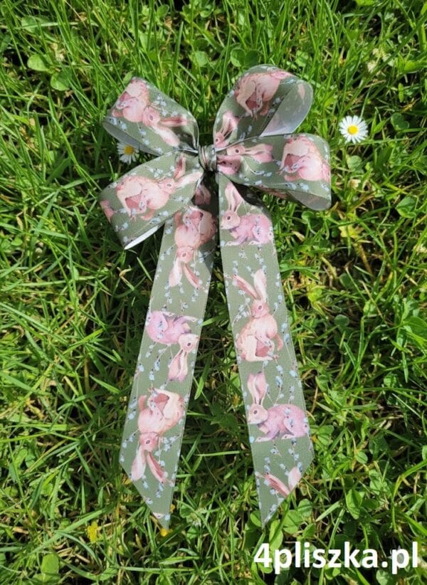Kokarda wielkanocna khaki tkana w zajączki