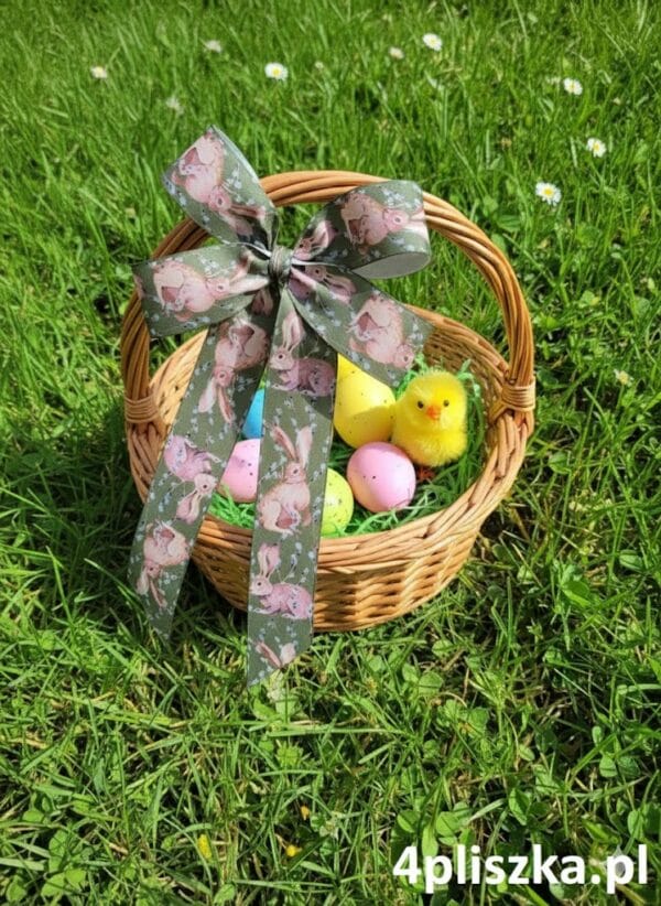 Kokarda wielkanocna khaki tkana w zajączki