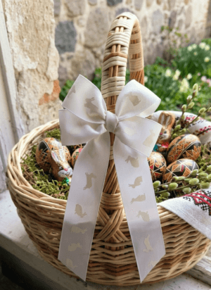 Kokarda delikatna w białe zajączki premium