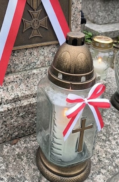 Kokardka biało-czerwona POLSKA patriotyczna na znicz mała