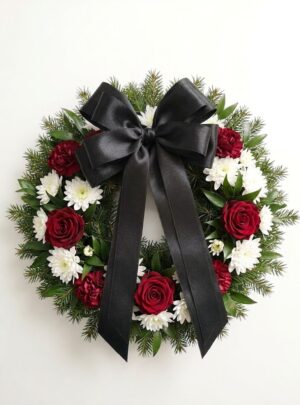 Duża kokarda na stroik pogrzebowy /wieniec/ na druciku