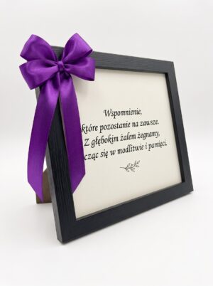 Kokardka fioletowa pogrzebowa na ramkę / znicz samoprzylepna